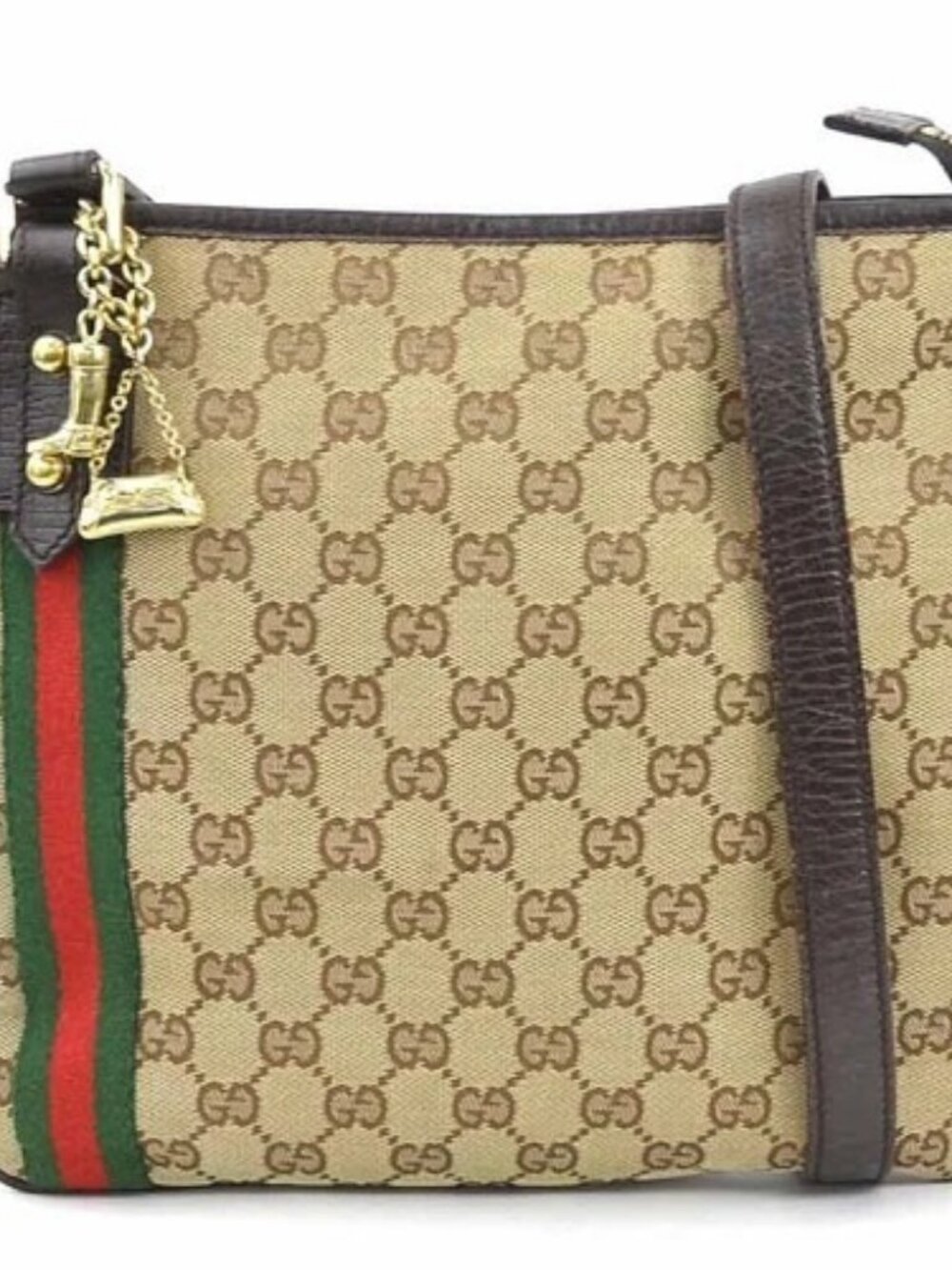 Auth GUCCI Crossbody Shoulder Bag Brown GG Canvas/Leather/Goldtone - e62102k